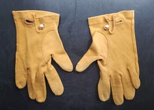 Vintage Gloves With Pearl Button Yellow/orange Small B70