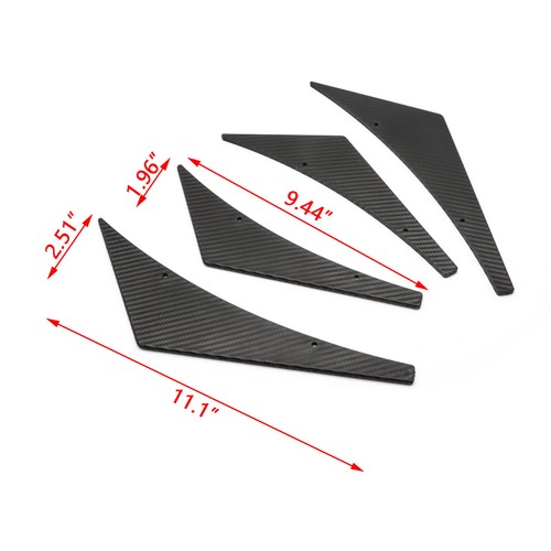4x JDM Carbon Fiber Sporty Racing Diffuser Bumper Lip Fins Body Canards Splitter - Picture 6 of 12