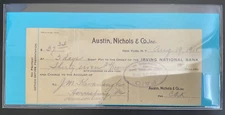 New York New York Austin, Nichols & Co. Inc. Check/Money Order 1915 $37.34