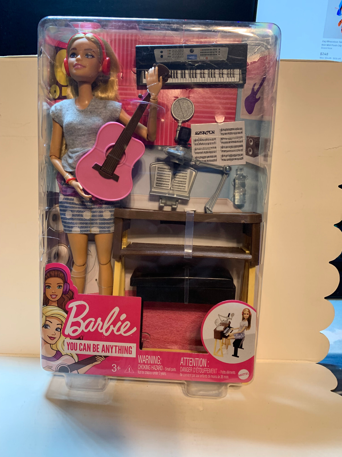Barbie Career Musician Doll Guitar Keyboard Microphone Headphones Desk Stool