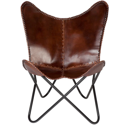 Handmade leather butterfly chair Leather accent chair BKF living room chair - Picture 2 of 4