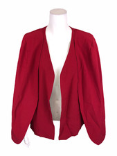 Belle by Kim Gravel Women's Capelet Open Blazer Top Solid Raven Red 1X Plus Size