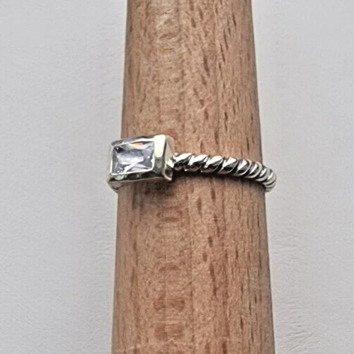 ANILLO BANDA APILABLE SILPADA VINTAGE PLATA ESTERLINA 925 TOPACIO BLANCO 6 Foto 4 de 4