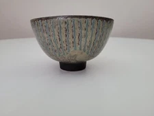 Vintage Johannes Andersen Studio Ceramic Art Pottery Bowl Blue Denmark MCM