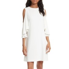 ALICE AND OLIVIA White Coley Cold Shoulder A-Line Dress Size 4