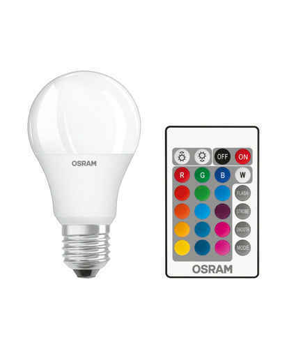Osram Osram RGBW Farbwechsel LED Lampe Classic mit Fernbedienung E27 9 Watt