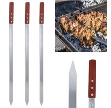 4 x Barbecue Skewers Flat Kebab Shish BBQ Heavy Duty Strong Grill 60cm Long UK..