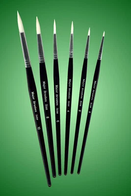 Fine White Synthetic Sable Substitute Artist Paint Brush Watercolour Acrylic Oil