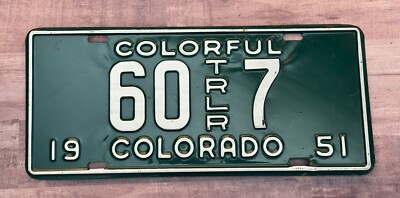Colorado 1951 Gilpin County License Plate # 7 Low Single Digit Trailer