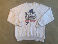 Vintage Desert Storm Support Our Troops Sweatshirt Mens Large Gray Made USA 90s