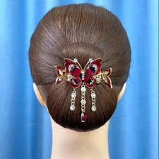 Butterfly Hair Clip Tassel Flower Hairpin Rhinestone Women Wedding Barrette Clip