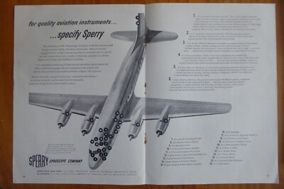 2/1952 PUB SPERRY FLIGHT INSTRUMENTS GYROPILOT DC-6B HORIZON GYROSIN ORIGINAL ANZEIGE