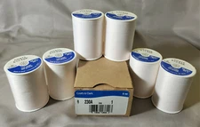 6 Spools  of Coats & Clark 230A-1 400 Yard  All Purpose Sewing Thread - White 