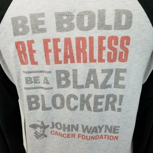 JOHN WAYNE Cancer Foundation Raglan T-Shirt Block the Blaze DUKE Men's L RARE! * - Picture 2 of 8