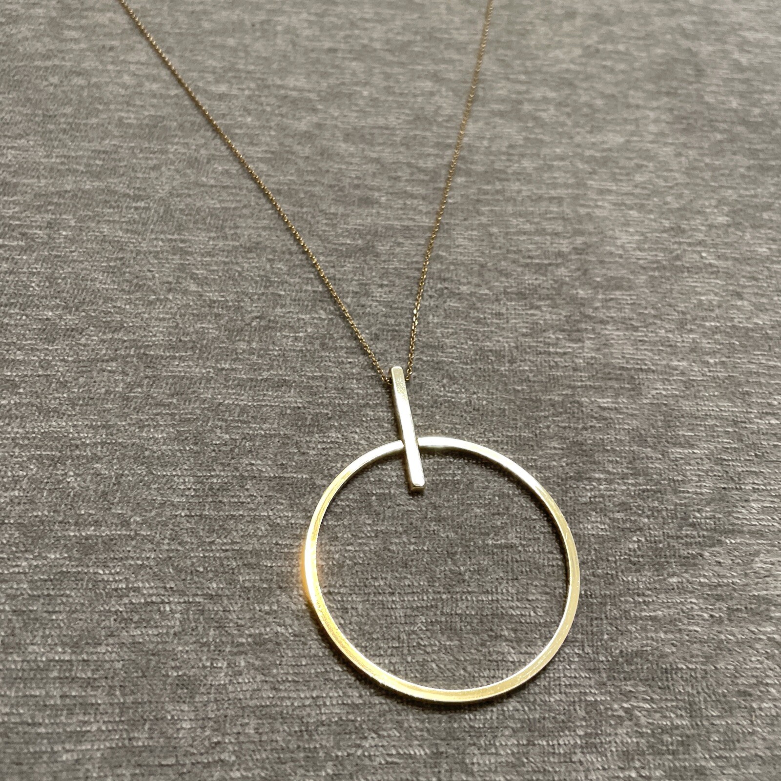 Simple Large matte gold tone openwork pendant lar… - image 2