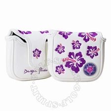 19th Hole Custom Shop Purple Hibiscus Mallet Golf Putter Magnetic Head cover