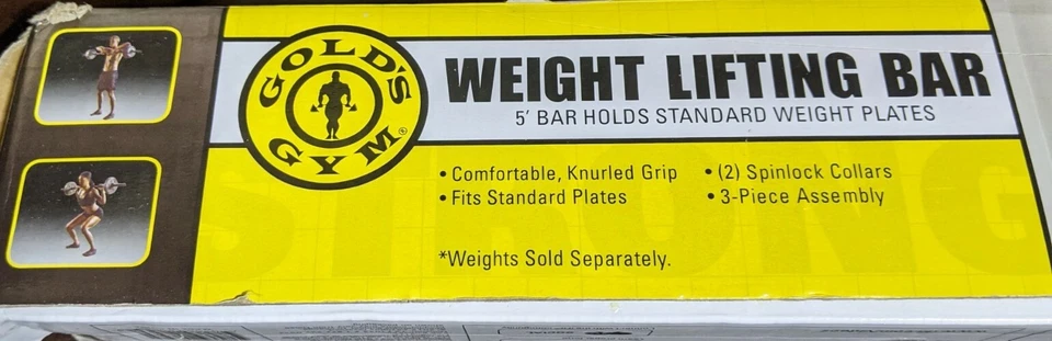 Barra Golds Gym de 5 pies sostiene placas de peso olímpicas estándar barra 3 piezas nueva (otra) Foto 2 de 4