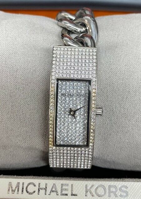 Michael Kors Silver Dial Hayden Glitz Chain Bracelet Womens Michael Kors Silver Dial Hayden Glitz Chain Bracelet Womens