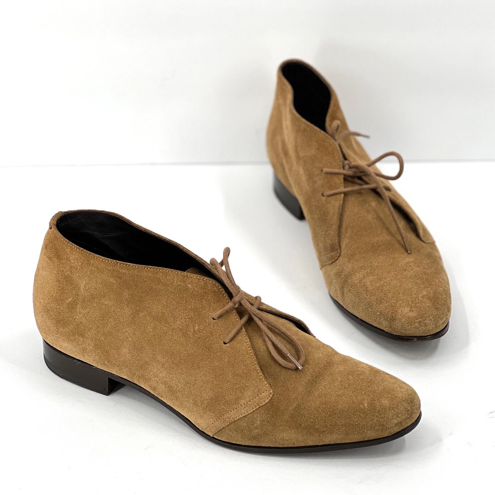 YVES SAINT LAURENT Wyatt Suede Oxford Womens 38 Brown Lace Up Shoes Flat