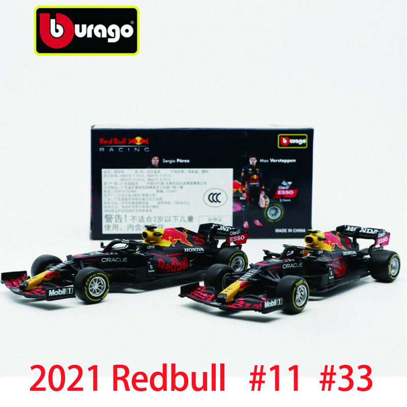 Bburago 1:43 2021 F1 Formula Racing Redbull RB16 #11 #33 Model Car