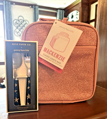 Pottery Barn School Glitter Rainbow pink Disney girl LUNCH BOX - Main Image