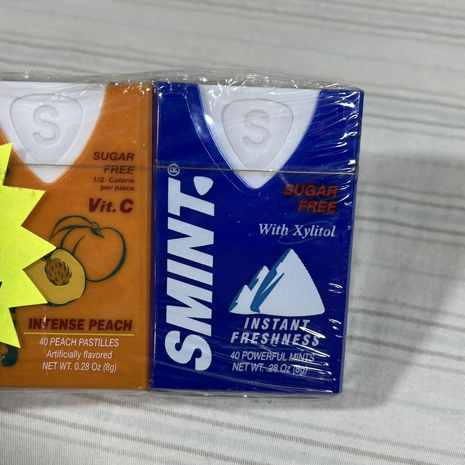 RRE Vintage Chupa Chups SMINT 3 Pack SEALED Candy Container Intense Peach B1