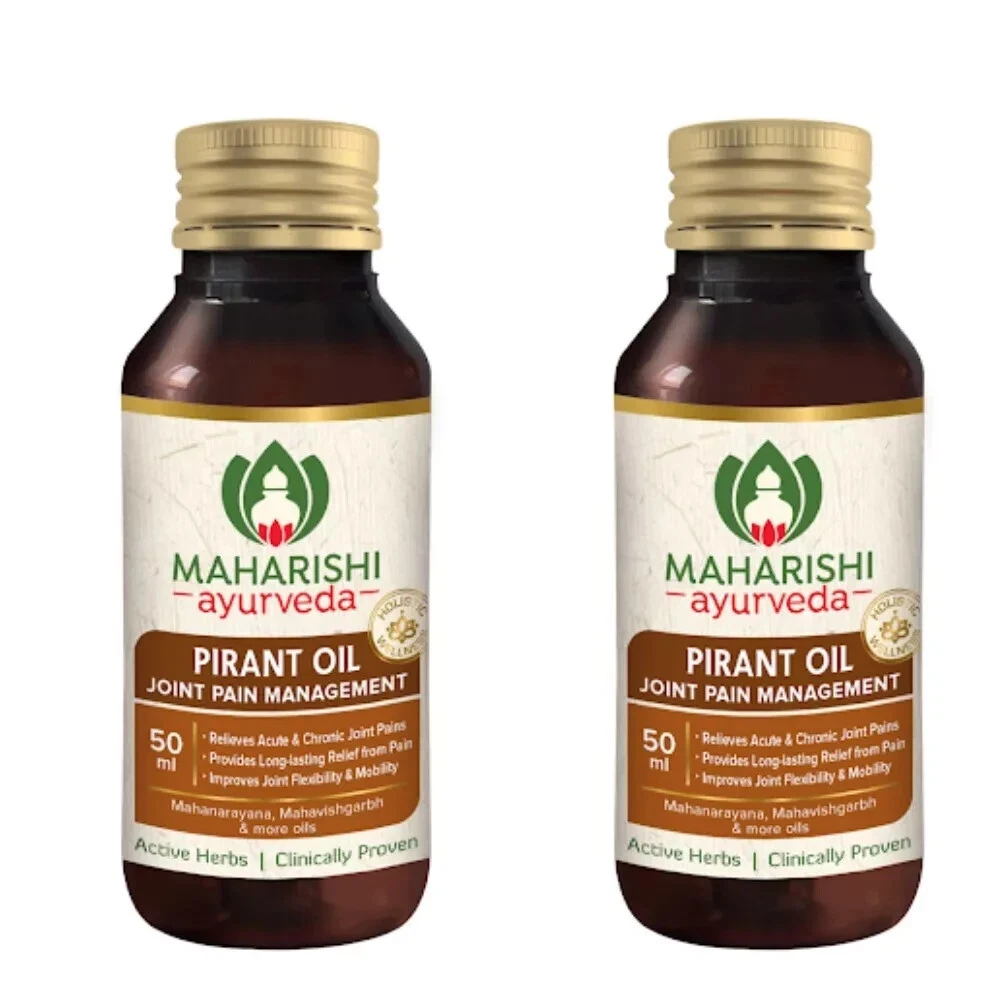 2X Maharishi Ayurveda PIRANT Oil 50ml Pack Massage Oil for Joint & Muscle Pain