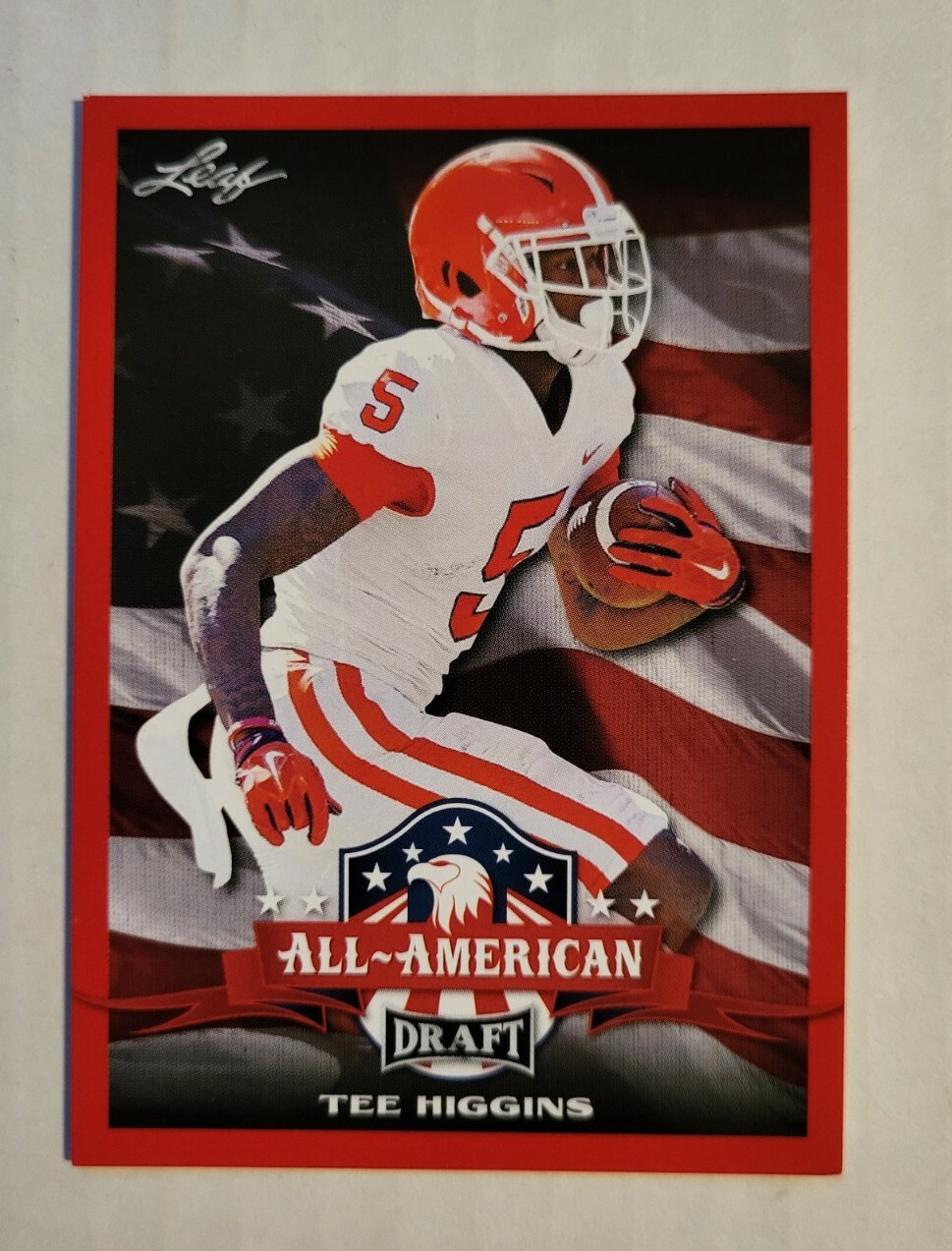 2020 Leaf Draft Football #69 TEE HIGGINS Bengals RED ALL-AMERICAN Rookie RC