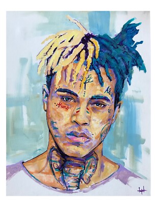 Xxxtentacion portrait poster print 18x12 Original art made by