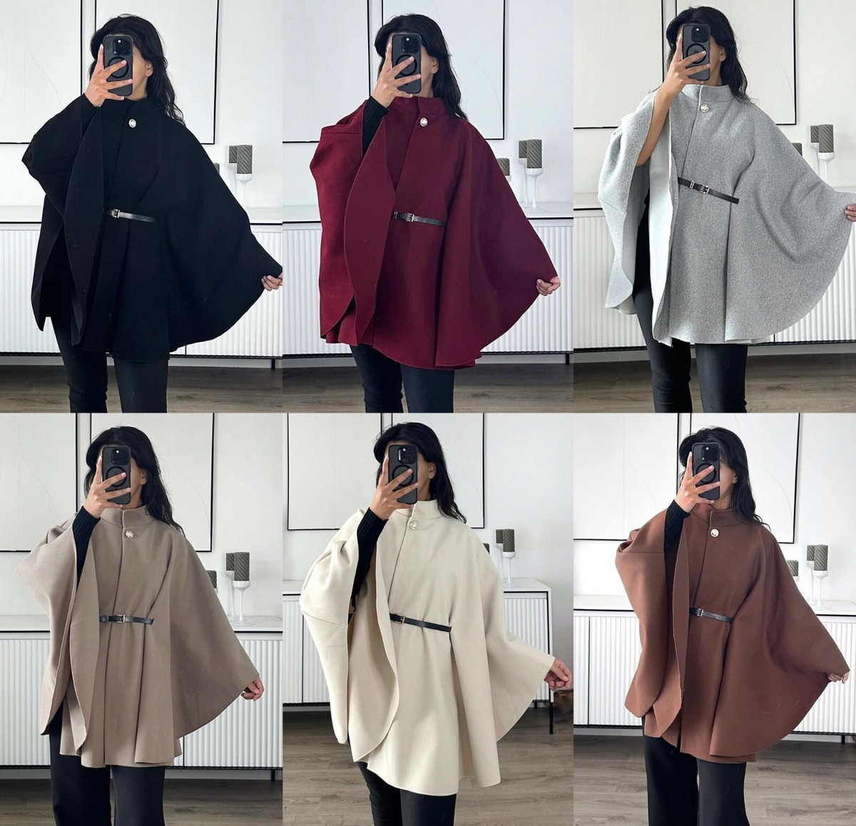 小物 cape design poncho coat CTPDG Solid Color Vintage Poncho Capes with Hood Cardigans