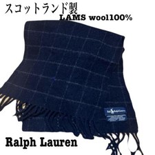 Ralph Lauren Men Scarf Muffler Made In Scotland Check Unisex Lam Wool100 Limited