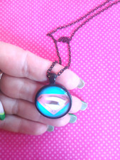 Superman black circle pendant