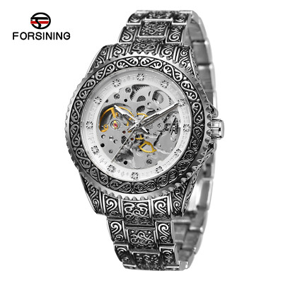 Forsining Carving Luxury Retro Automatic Mechanical Self-Winding Watch Classic 