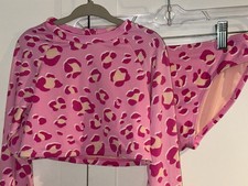Cat  Jack Pink Leopard Swimsuit 7/8 Medium Girls Rash Guard Bikini Animal Print