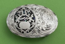Vintage Mexico GM10 Sterling Silver Old Western Monogram Plate Inlay Belt Buckle