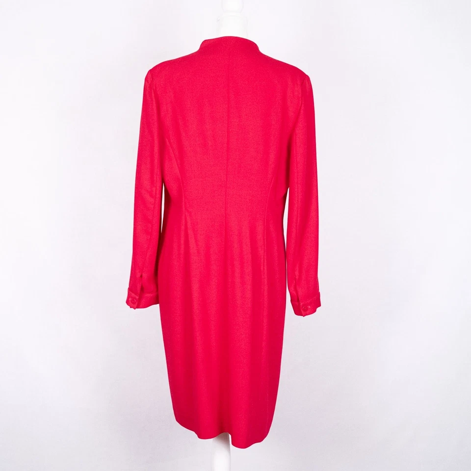 Vestido Vintage Giorgio Armani 100% Lana Cuello Chal Hecho en Italia Talla 14 Fucsia Foto 4 de 4