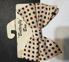 Butterfly Bow Polka Dot Bow Tie, White/Red/Blue Color