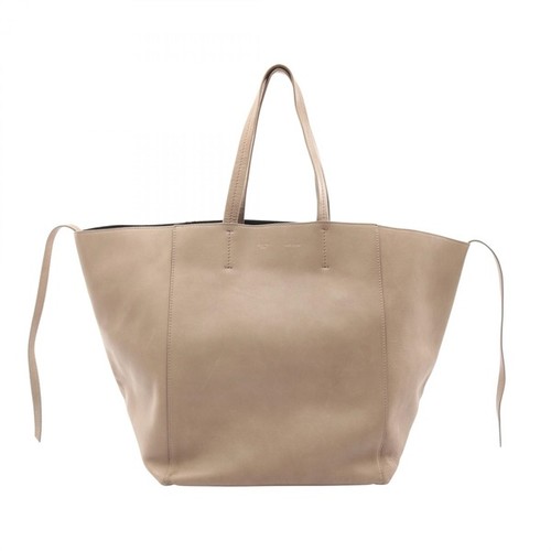 Celine Cabas Phantom Tote Bag Leather Beige Women Used Authentic