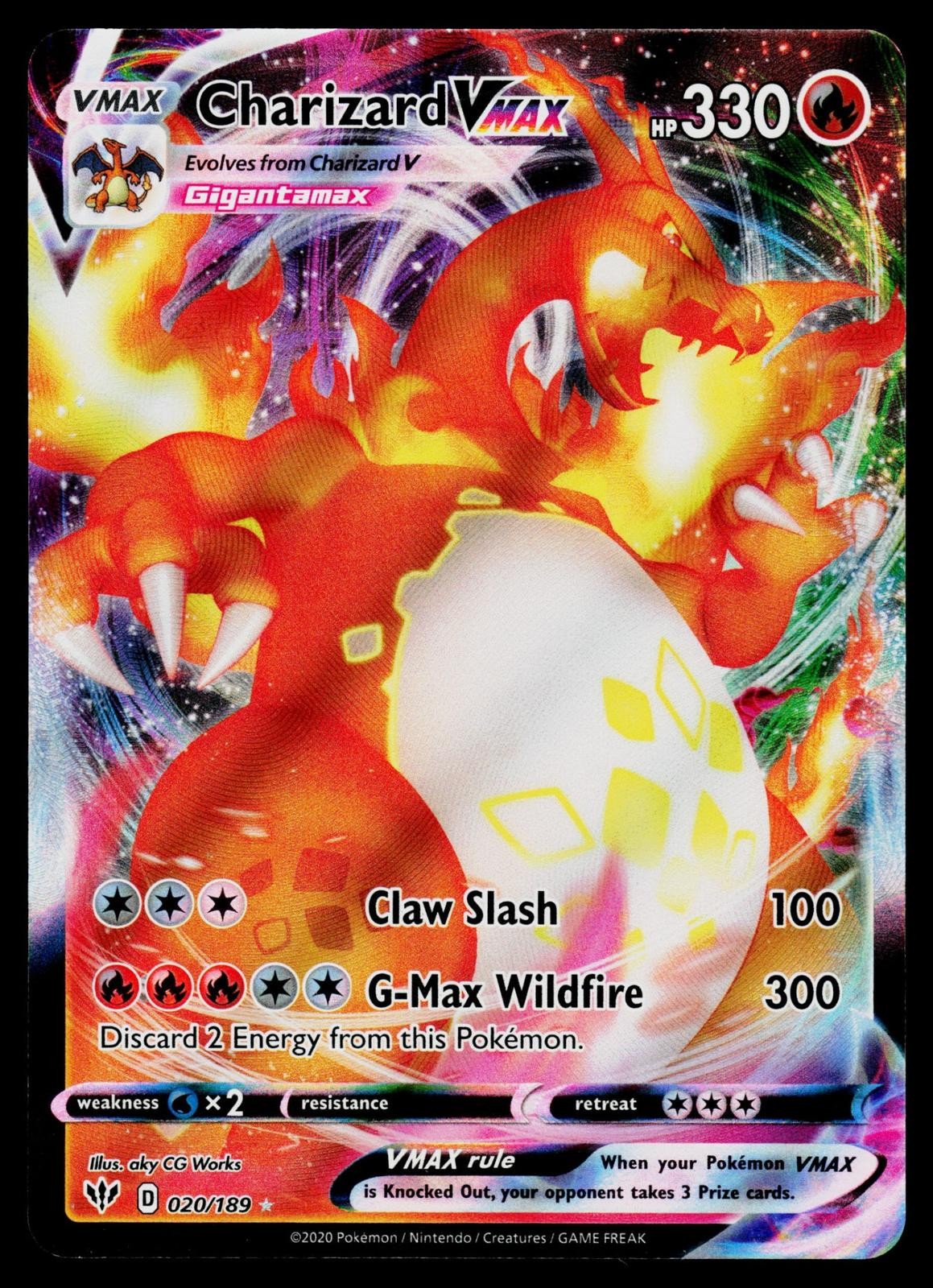 Charizard VMAX 020/189 SWSH03: Darkness Ablaze Ultra Rare, Holo