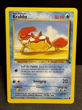1999 krabby pokemon card value Single FOSSIL (Unlimited) Mint / near mint condition trading card Krabby 51/62 1999 Fossil 1st