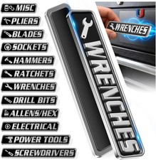 12 PCS Metal Magnetic Tool Box Labels, Embossed Tool Box Labels Magnet, Reusable