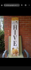 Bee Honeycomb Welcome Rectangular Wood Porch Sign Decorative Hanging
