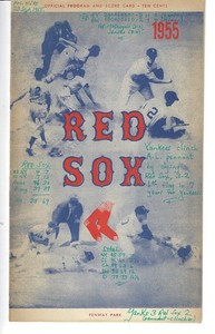 SEPT 23, 1955 PROGRAM-RED SOX VS YANKEES-YANKEES WIN TO CLINCH THE PENNANT