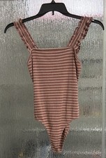Le Lis Stretchy Striped Tank Bodysuit 2 Snap Close 14  P2P Medium