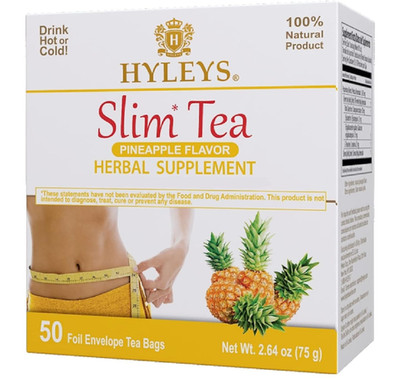 HYLEYS Slim Tea Weight Loss Herbal Supplement 50 Count (Pack of 1), Pineapple