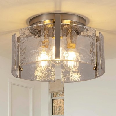 Modern Semi Flush Mount Ceiling Light Fixture, Nickel Hallway Light Fixtures Cei