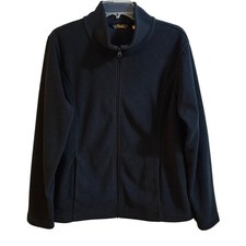 Cabelas Womens Black Full Zip Fleece Jacket Mock Neck Size Large