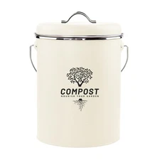 Cream Kitchen Countertop Compost Bin Odor Resistant Indoor Bucket with Lid