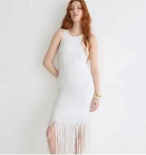 Collection fringe-trim sheath dress in sequinJ Crew Nwt 8 White 
