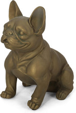 Susan Outdoor French Bulldog Garden Statue, Rustic Gold